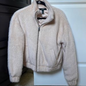 Cropped faux fur jacket